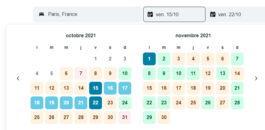 réservation dates kayak