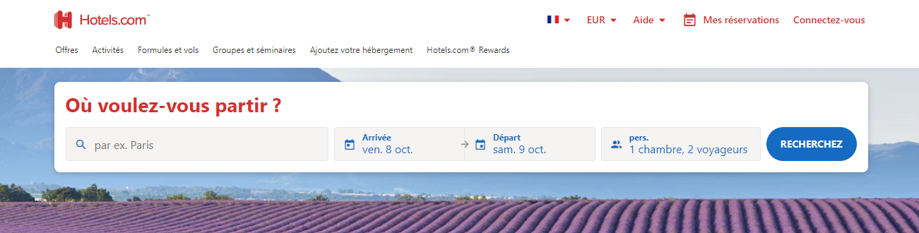 page accueil hotels.com